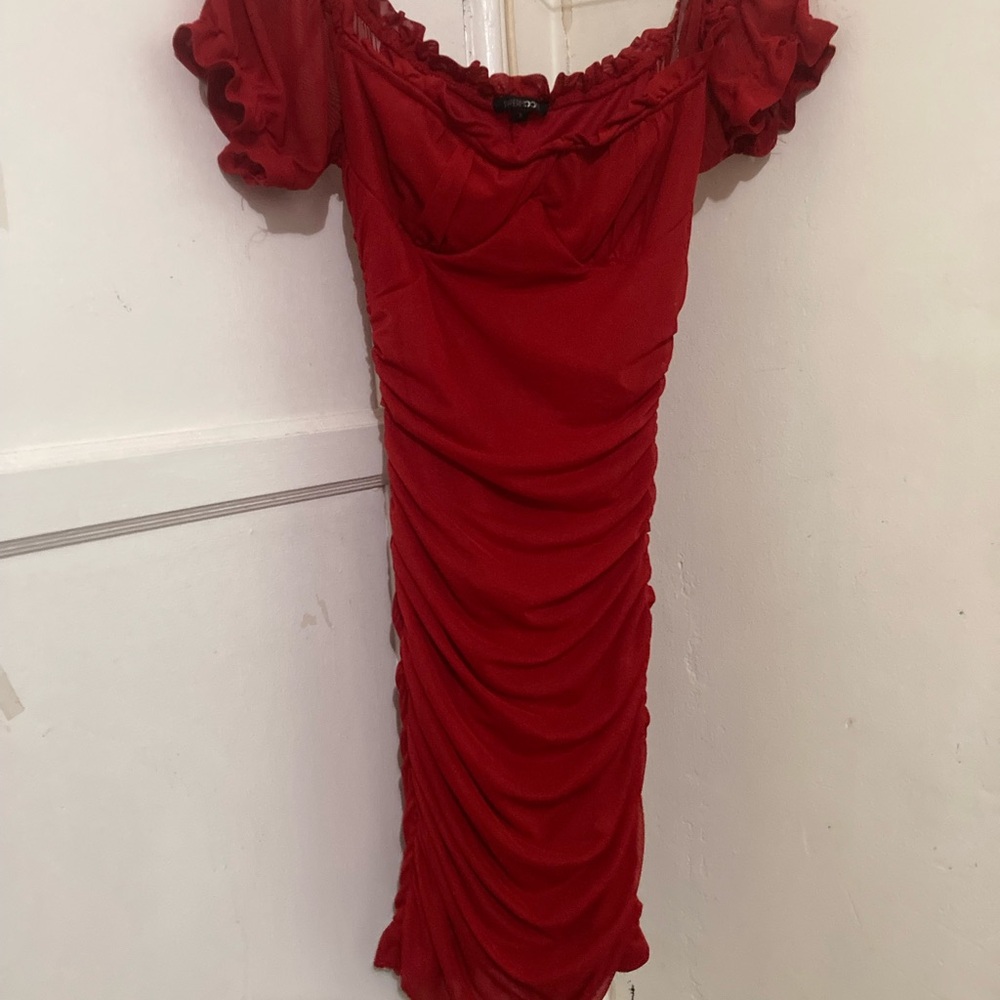 Elegant Red Off-Shoulder Dress